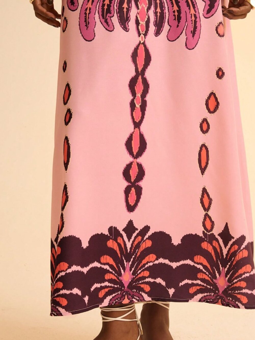 Pink Boho Women's Banana Tree Pineapple Print Sleeveless Dress - Picture 6 of 7